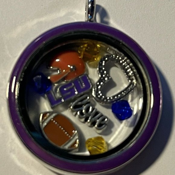 LSU Tigers NCAA Memory Charm w/ 22 IN Chain NEW - Picture 1 of 3